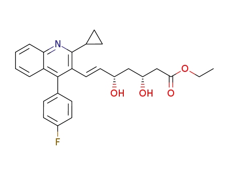 Molecular Structure of 172336-32-2 (Ethyl (E)-3,5-dihydroxy-7-[2-cyclopropyl-4-(4-fluorophenyl)-3-quinolinyl]-hept-6-enoate)