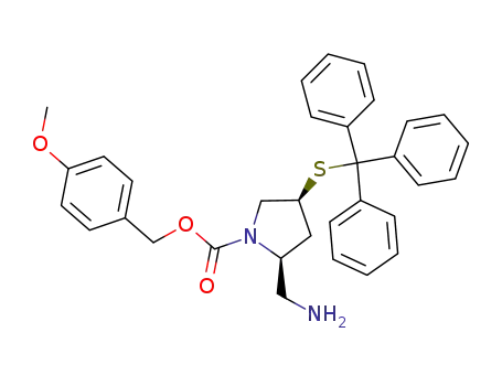 Molecular Structure of 148016-92-6 ((2S,4S)-2-aminomethyl-1-p-methoxybenzyloxycarbonyl-4-tritylthiopyrrolidine)
