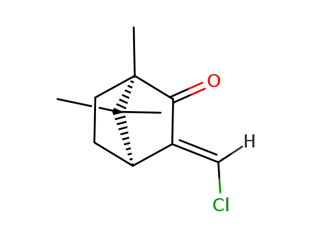 Molecular Structure of 63499-09-2 (Bicyclo[2.2.1]heptan-2-one, 3-(chloromethylene)-1,7,7-trimethyl-)