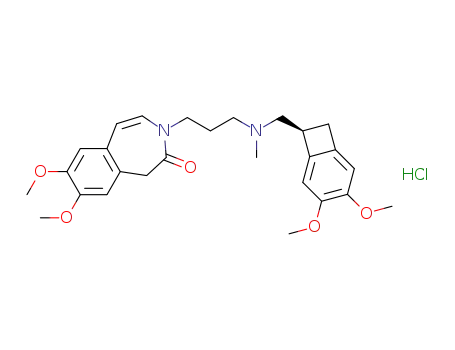 Molecular Structure of 1086026-38-1 (3-[3-({[(7S)-3,4-dimethoxybicyclo[4.2.0]octa-1,3,5-trien-7-yl]methyl}(methyl)amino)propyl]-7,8-dimethoxy-1,3-dihydro-2H-3-benzazepin-2-one hydrochloride)