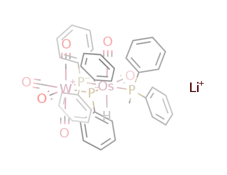 Molecular Structure of 91740-00-0 (Li[(CO)4W(μ-PPh2)2Os(H)(CO)2(PMePh2)])