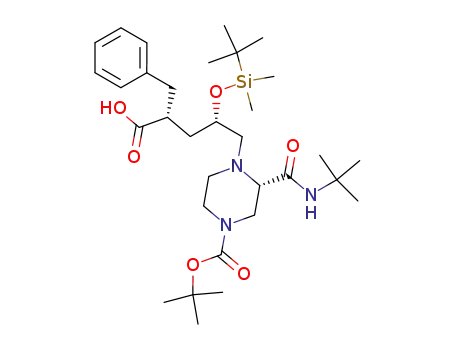 2(R)-(phenylmethyl)-4(S)-<(tert-butyldimethylsilyl)oxy>-5-<1-<4-<(1,1-dimethylethoxy)carbonyl>-2(S)-(N-tert-butylcarbamoyl)piperazinyl>>pentanoic acid