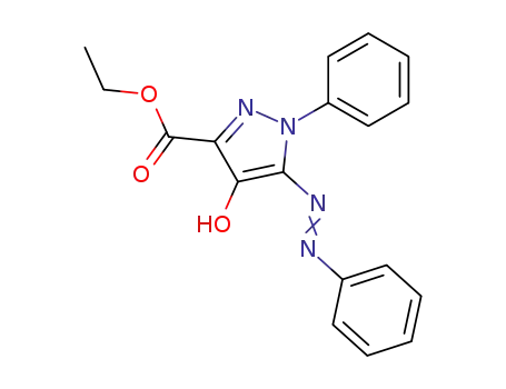 Molecular Structure of 15096-02-3 (ethyl 4-hydroxy-1-phenyl-5-(phenylazo)-1H-pyrazole-3-carboxylate)