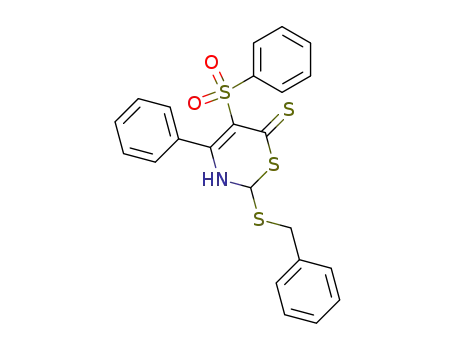 6H-1,3-Thiazine-6-thione,
2,3-dihydro-4-phenyl-2-[(phenylmethyl)thio]-5-(phenylsulfonyl)-