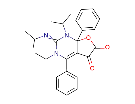 Molecular Structure of 90140-46-8 (1,2,3,7a-Tetrahydro-1,3-diisopropyl-2-(isopropylimino)-4,7a-diphenylfuro[2,3-d]pyrimidine-5,6-dione)