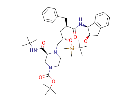 N-(2(R)-hydroxy-1-(S)-indanyl)-2(R)-(phenylmethyl)-4(S)-<(tert-butyldimethylsilyl)oxy>-5-<1-<4-<(1,1-dimethylethoxy)carbonyl>-2(S)-(N-tert-butylcarbamoyl)piperazinyl>>pentanamide