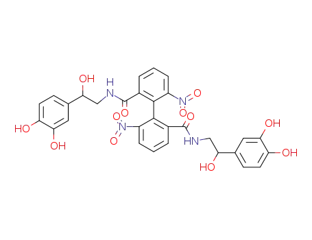 Molecular Structure of 104819-57-0 (S-(-)-2,2'-dinitrobiphenyl-6,6'-dicarbonsaeure-di-N,N'-1-(3,4-dihydroxyphenyl)-1-hydroxy-2-amido-ethan)