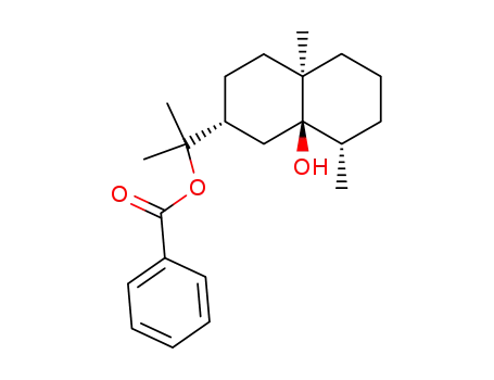 Molecular Structure of 55823-40-0 (Benzoic acid 1-((2R,4aR,8S,8aR)-8a-hydroxy-4a,8-dimethyl-decahydro-naphthalen-2-yl)-1-methyl-ethyl ester)