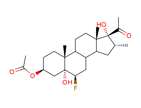 Molecular Structure of 1525-77-5 (6beta-fluoro-3beta,5alpha,17-trihydroxy-16alpha-methylpregnan-20-one 3-acetate)
