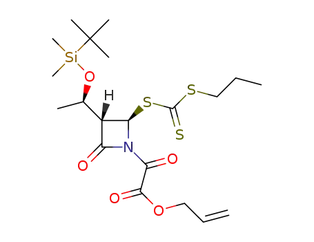 Molecular Structure of 1392406-54-0 (allyl 2-((3R,4S)-3-((R)-1-((tert-butyldimethylsilyl)oxy)ethyl)-2-oxo-4-(((propylthio)carbonothioyl)thio)azetidin-1-yl)-2-oxoacetate)