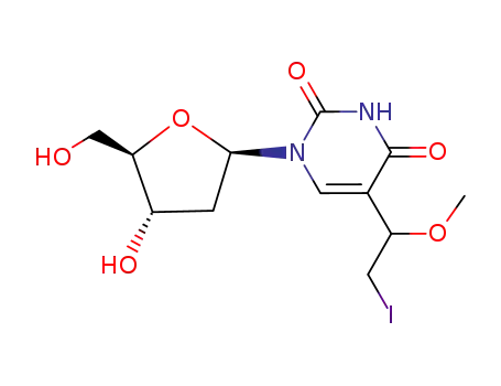 Molecular Structure of 127911-92-6 (Uridine, 2'-deoxy-5-(2-iodo-1-methoxyethyl)-)