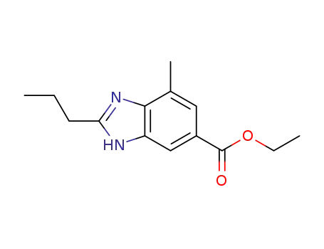 Molecular Structure of 1235469-21-2 (ethyl 7-methyl-2-propyl-3H-benzo[d]imidazol-5-carboxylate)