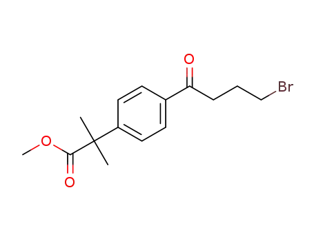 Molecular Structure of 394222-31-2 (methyl 4-(4-bromo-1-oxobutyl)-α,α-dimethylphenylacetate)