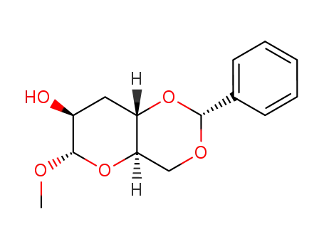 Molecular Structure of 72904-78-0 (methyl 3-deoxy-4,6-O-phenylmethylene-α-D-arabinohexopyranoside)