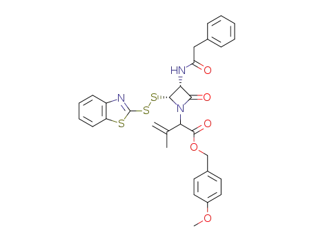 Molecular Structure of 98231-55-1 (p-methoxybenzyl 2-(2-benzothiazolyldithio)-α-(1-methylethenyl)-4-oxo-3-phenacetamido-1-azetidineacetate)