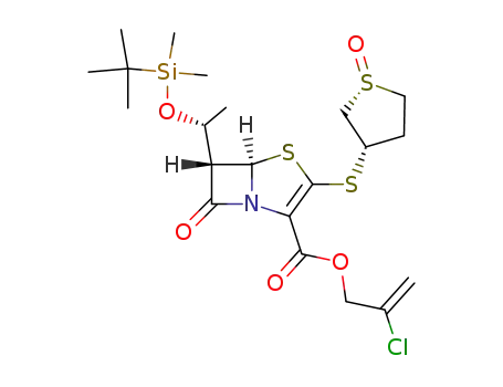 Molecular Structure of 120788-05-8 (2-Chloroallyl (5R,6S)-6-<1(R)-<(dimethyl-tert-butylsilyl)oxy>ethyl>-2-<(1(R)-oxo-3(S)-thiolanyl)thio>-2-penem-3-carboxylate)