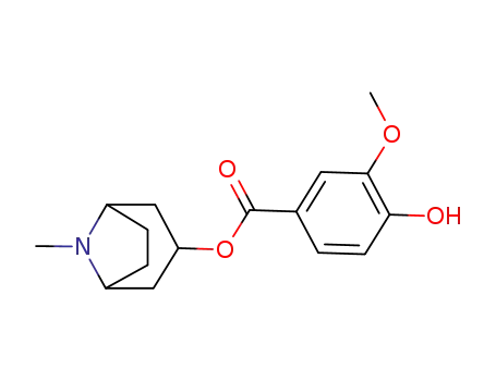 Molecular Structure of 4540-25-4 ((8-methyl-8-azabicyclo[3.2.1]oct-3-yl) 4-hydroxy-3-methoxy-benzoate)