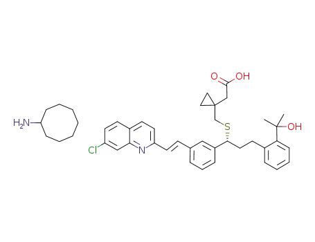Molecular Structure of 947370-34-5 ((R-(E))-1-(((1-(3-(2-(7-chloro-2-quinolinyl)ethenyl)phenyl)-3-(2-(1-hydroxy-1-methylethyl)phenyl)propyl)thio)methyl)cyclopropaneacetic acid cyclooctylammonium salt)