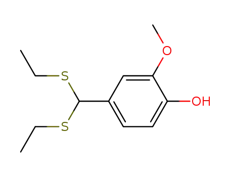 Molecular Structure of 100520-59-0 (Phenol, 4-[bis(ethylthio)methyl]-2-methoxy-)