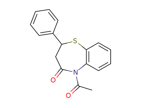 1,5-Benzothiazepin-4(5H)-one, 5-acetyl-2,3-dihydro-2-phenyl-