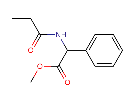 Molecular Structure of 100508-79-0 (Benzeneacetic acid, a-[(1-oxopropyl)amino]-, methyl ester)