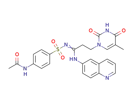 Molecular Structure of 1422277-75-5 (N<SUP>1</SUP>-(quinolin-6-yl)-N<SUP>2</SUP>-(4-acetoamidobenzene-1-sulfonyl)-3-(5-methyl-2,4-dioxo-3,4-dihydropyrimidin-1(2H)-yl)propanamidine)