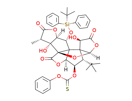 Molecular Structure of 130523-05-6 (1-O-(tert-Butyldiphenylsilyl)-7-O-(phenyloxythiocarbonyl)ginkgolid C)
