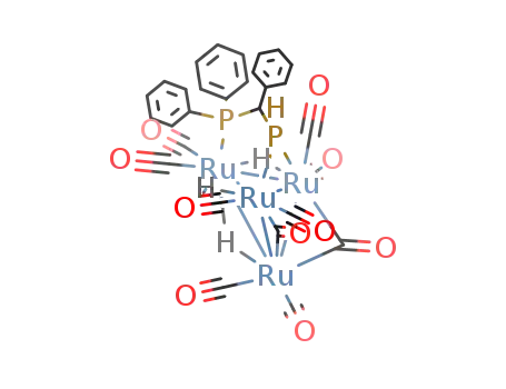 Molecular Structure of 98976-61-5 (Ru<sub>4</sub>H<sub>3</sub>(CO)10C<sub>6</sub>H<sub>5</sub>PCH<sub>2</sub>P(C<sub>6</sub>H<sub>5</sub>)2)