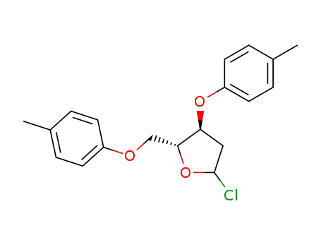 Molecular Structure of 52162-55-7 (2-deoxy-3,5-di-O-(p-toluoyl)-D-erythro-pentofuranosyl chloride)