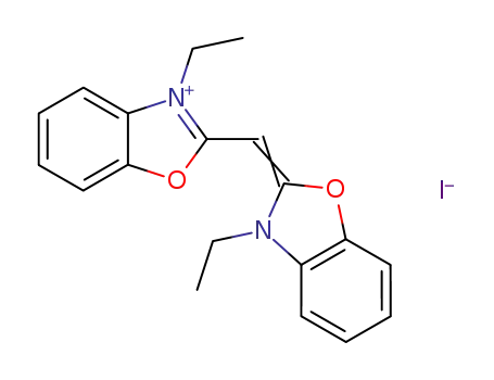 Molecular Structure of 15185-40-7 (3-ethyl-2-[(3-ethyl-3H-benzoxazol-2-ylidene)methyl]benzoxazolium iodide)