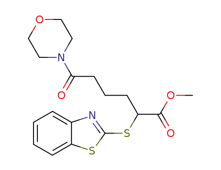 Molecular Structure of 70203-09-7 (2-benzothiazol-2-ylsulfanyl-6-morpholin-4-yl-6-oxo-hexanoic acid methyl ester)