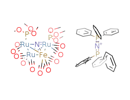 (P(C<sub>6</sub>H<sub>5</sub>)3NP(C<sub>6</sub>H<sub>5</sub>)3)<sup>(1+)</sup>*[FeRu<sub>3</sub>N(CO)10(P(OCH<sub>3</sub>)3)2]<sup>(1-)</sup>=(P(C<sub>6</sub>H<sub>5</sub>)3NP(C<sub>6</sub>H<sub>5</sub>)3)[FeRu<sub>3</sub>N(CO)10(P(OCH<sub>3</sub>)3)2]