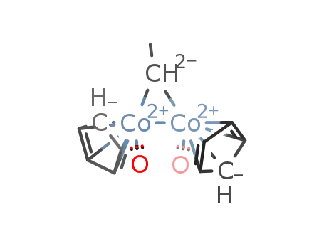 Molecular Structure of 88336-70-3 ((μ-ethylidene)bis[(η5-cyclopentadienyl)carbonylcobalt])