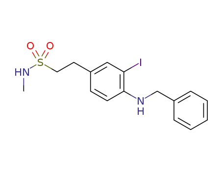 Molecular Structure of 1268265-93-5 (2-(4-benzylamino-3-iodophenyl)ethanesulfonic acid methylamide)