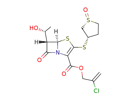 Molecular Structure of 120788-06-9 (2-Chloroallyl (5R,6S)-6-(1(R)-hydroxyethyl)-2-<(1(R)-oxo-3(S)-thiolanyl)thio>-2-penem-3-carboxylate)