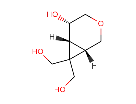 Molecular Structure of 1341221-72-4 (((1S,5S,6R)-5-hydroxy-3-oxabicyclo[4.1.0]heptane-7,7-diyl)dimethanol)