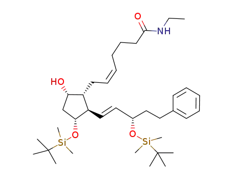 Molecular Structure of 1240483-19-5 ((Z)-7-((1R,2R,3R,5S)-3-(tert-butyldimethylsilyloxy)-2-((S,E)-3-(tert-butyldimethylsilyloxy)-5-phenylpent-1-enyl)-5-hydroxycyclopentyl)-N-ethylhept-5-enamide)