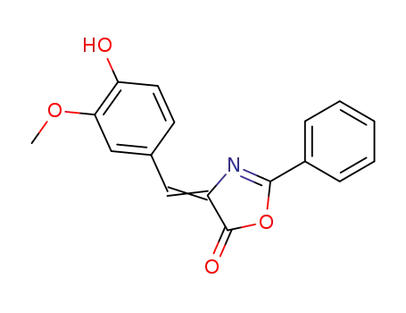 Molecular Structure of 14326-80-8 (5(4H)-Oxazolone, 4-[(4-hydroxy-3-methoxyphenyl)methylene]-2-phenyl-)