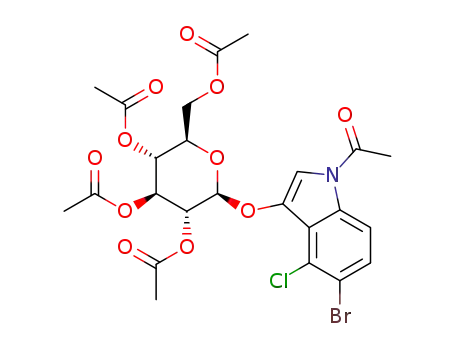 Molecular Structure of 125328-74-7 ((N-acetyl-5-bromo-4-chloroindol-3-yl) 2,3,4,6-tetra-O-acetyl-β-D-glucopyranoside)