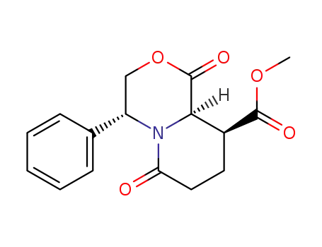 Molecular Structure of 1427038-01-4 ([4R-4α,9β,9aα]-1,6-dioxo-4-phenyloctahydropyrido[2,1-c][1,4]oxazine-9-carboxylic acid methyl ester)