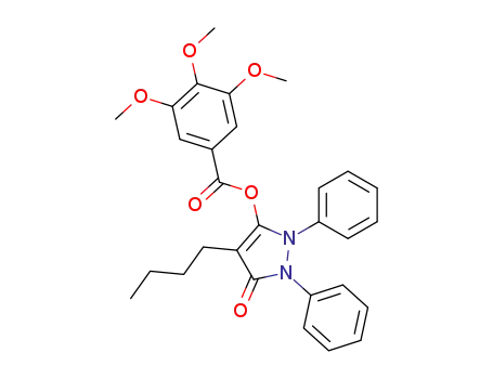 Molecular Structure of 16006-74-9 (4-butyl-2,5-dihydro-5-oxo-1,2-diphenyl-1H-pyrazol-3-yl 3,4,5-trimethoxybenzoate)