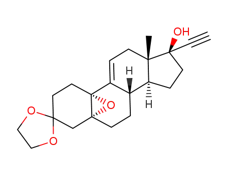 Molecular Structure of 137532-55-9 (3-(ethylenedioxy)estra-5α,10α-epoxy-17α-ethynyl-17β-hydroxy-9(11)-ene)