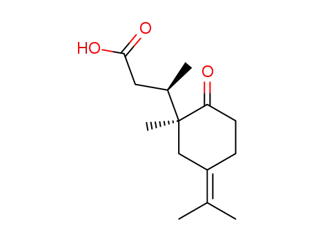 Molecular Structure of 334775-31-4 ((3R,1S)-(-)-3-(5-isopropylidene-1-methyl-2-oxocyclohexyl)butyric acid)