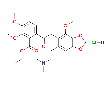 Benzoic acid,6-[2-[6-[2-(dimethylamino)ethyl]-4-methoxy-1,3-benzodioxol-5-yl]acetyl]-2,3-dimethoxy-,ethyl ester, hydrochloride (1:1)