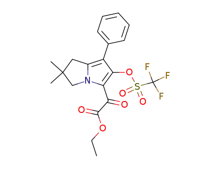 Molecular Structure of 197963-33-0 (ethyl 2-(2,2-dimethyl-7-phenyl-6-trifluoromethanesulfonyloxy-2,3-dihydro-1H-pyrrolizin-5-yl)-2-oxoacetate)