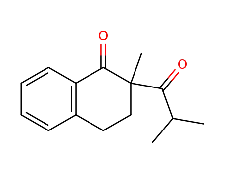 Molecular Structure of 112664-09-2 (1(2H)-Naphthalenone, 3,4-dihydro-2-methyl-2-(2-methyl-1-oxopropyl)-)