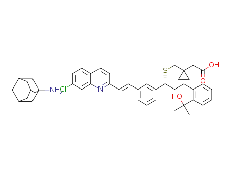 Molecular Structure of 950665-85-7 ((1-[(1(R)-(3-((E)-2-(7-chloroquinolin-2-yl)ethenyl)phenyl)-3-(2-(1-tetrahydropyran-2-yloxy-1-methylethyl)phenyl)propyl)thiomethyl]cyclopropyl)acetic acid adamantylamine salt)