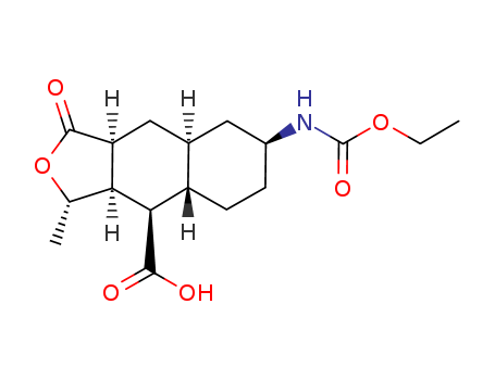 (3R,3aR,4S,4aR,7R,8aR,9aR)-7-
((ethoxycarbonyl)amino)-3-
methyl-1-oxododecahydro
naphtho[2,3-c]furan-4-carboxylic 
acid