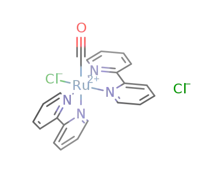 Molecular Structure of 41061-01-2 (bis(2,2'-bipyridyl)(carbonyl)chlororuthenium(II) chloride)