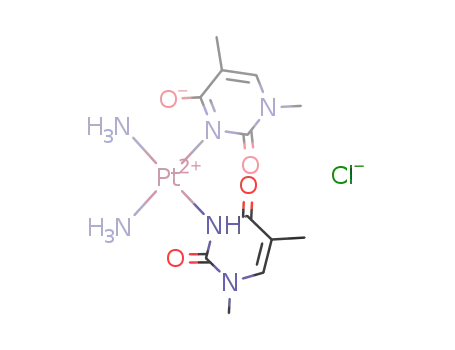 Molecular Structure of 77009-66-6 ([(1-methylthyminato-N<sub>3</sub>)(1-methylthymine-N<sub>3</sub>)cis-diammineplatinum(II)]Cl)